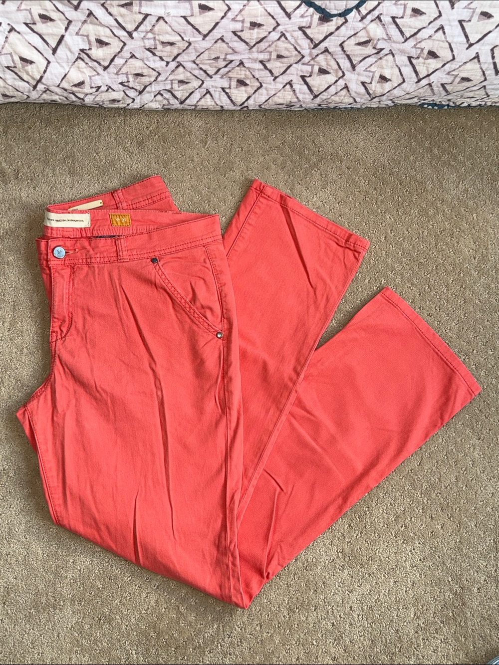 *EUC* Anthropologie Pilcro and the Letterpress Hyphen Chinos, Coral, Sz 31